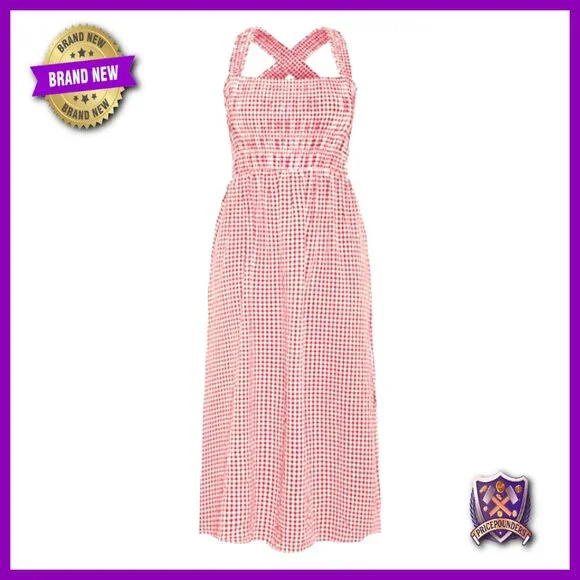 Gingham Maxi Dress Flirty Fit and Flare Casual Summer Elegant Chic